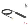 Delock WiFi 5,8 GHz Antenne RP-SMA Stecker 3 dBi omnidirektional mit Anschlusskabel RG-174 3 m schwarz Klebemontage