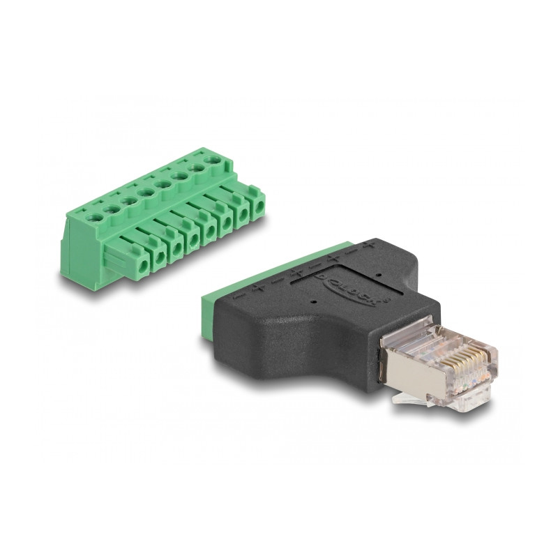 Delock Adapter RJ45 Stecker - Terminalblock 8 Pin 2-teilig 3,81 mm