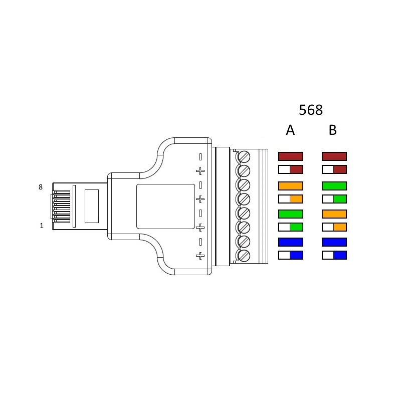 Delock Adapter RJ45 Stecker - Terminalblock 8 Pin 2-teilig 3,81 mm