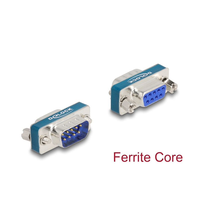 Delock HF/EMI Entstörfilter D-Sub 9 Pin Stecker zu Buchse mit Tiefpass induktiv