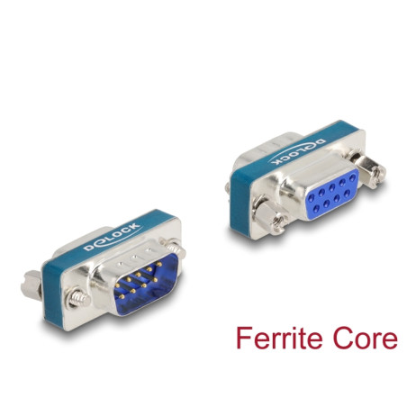 Delock HF/EMI Entstörfilter D-Sub 9 Pin Stecker zu Buchse mit Tiefpass induktiv