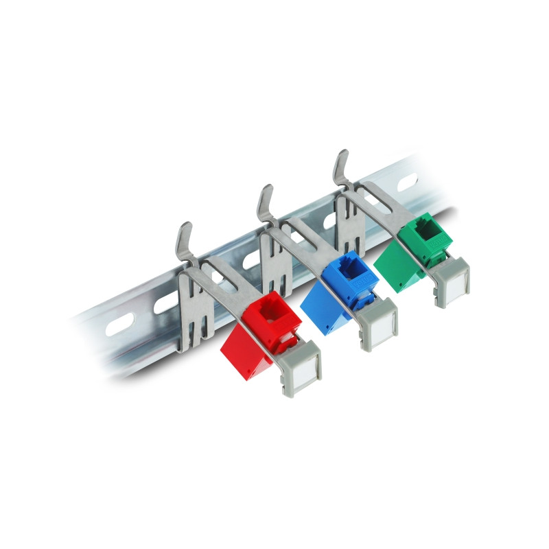 Delock Keystone Halterung mit Beschriftungsfeld 1 Port für Hutschiene Metall