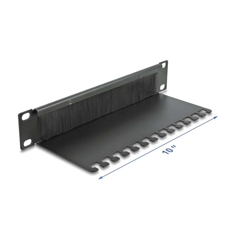 Delock 10″ Kabelmanagement Bürstenleiste mit Kabelabfangplatte 1 HE schwarz