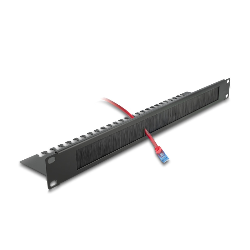 Delock 19″ Kabelmanagement Bürstenleiste mit Kabelabfangplatte 1 HE schwarz