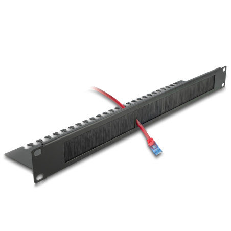 Delock 19″ Kabelmanagement Bürstenleiste mit Kabelabfangplatte 1 HE schwarz