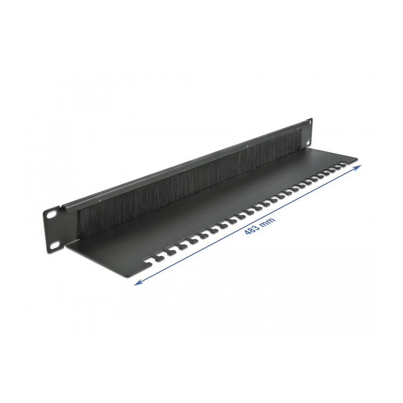 Delock 19″ Kabelmanagement Bürstenleiste mit Kabelabfangplatte 1 HE schwarz