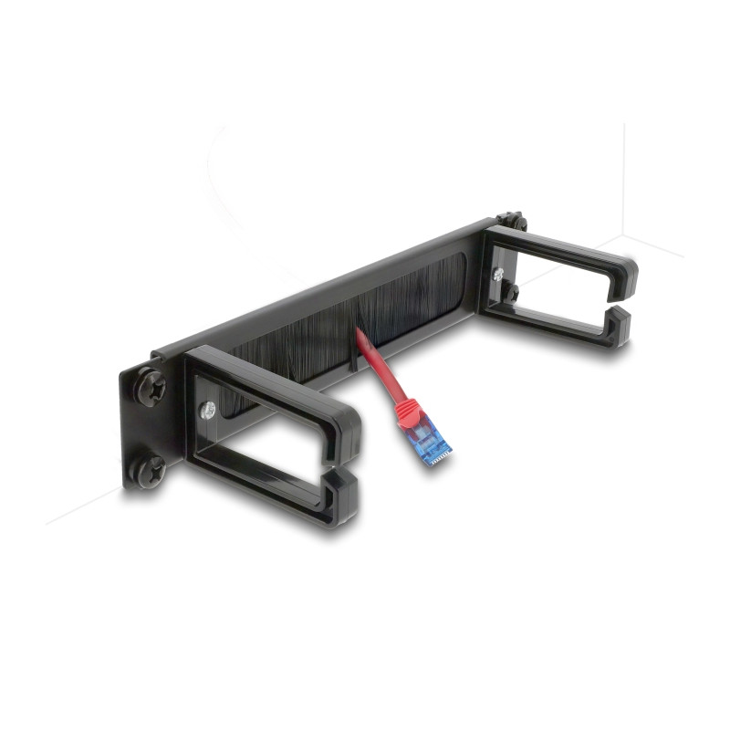 Delock 10″ Kabelmanagement Bürstenleiste mit 2 Bügeln 1 HE schwarz