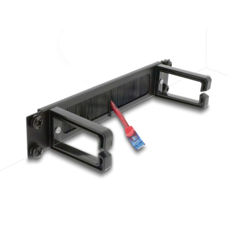 Delock 10″ Kabelmanagement Bürstenleiste mit 2 Bügeln 1 HE schwarz