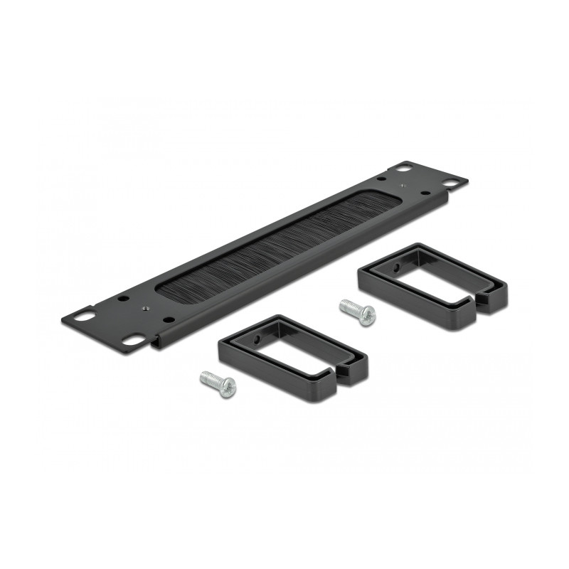 Delock 10″ Kabelmanagement Bürstenleiste mit 2 Bügeln 1 HE schwarz
