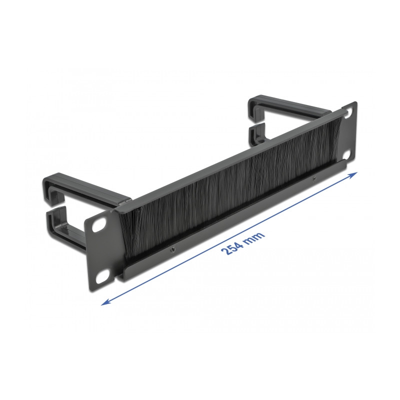 Delock 10″ Kabelmanagement Bürstenleiste mit 2 Bügeln 1 HE schwarz