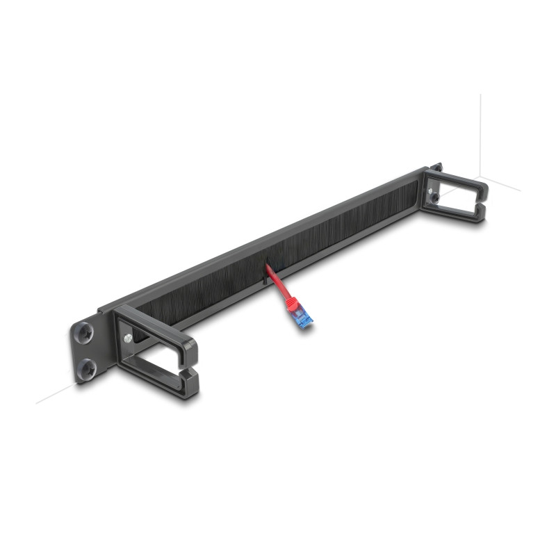 Delock 19″ Kabelmanagement Bürstenleiste mit 2 Bügeln 1 HE schwarz
