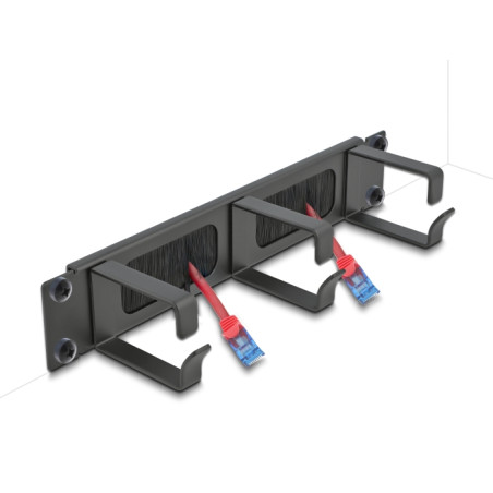 Delock 10″ Kabelmanagement Bürstenleiste mit 3 Bügeln 1 HE schwarz