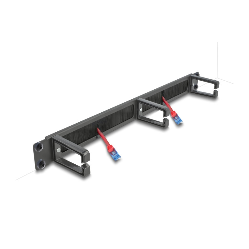 Delock 19″ Kabelmanagement Bürstenleiste mit 3 Bügeln 1 HE schwarz