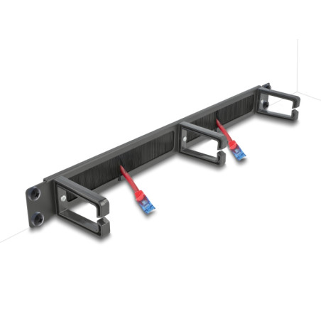 Delock 19″ Kabelmanagement Bürstenleiste mit 3 Bügeln 1 HE schwarz