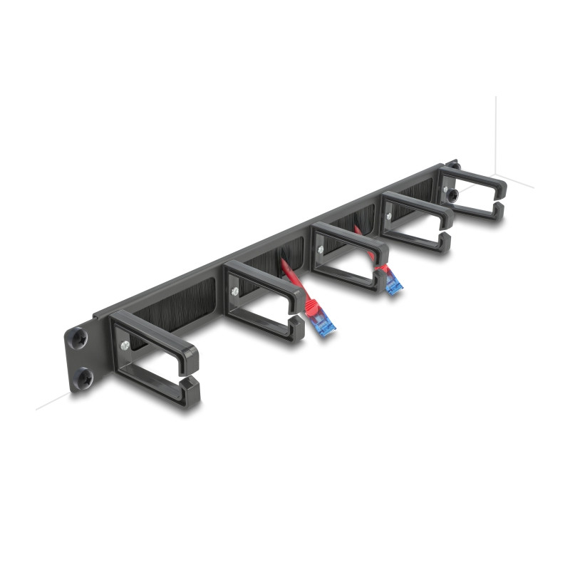 Delock 19″ Kabelmanagement Bürstenleiste mit 5 Bügeln 1 HE schwarz