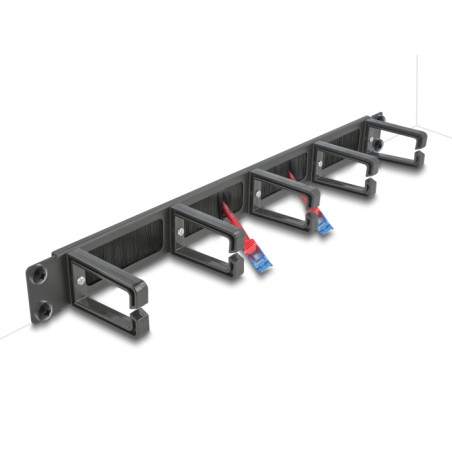Delock 19″ Kabelmanagement Bürstenleiste mit 5 Bügeln 1 HE schwarz