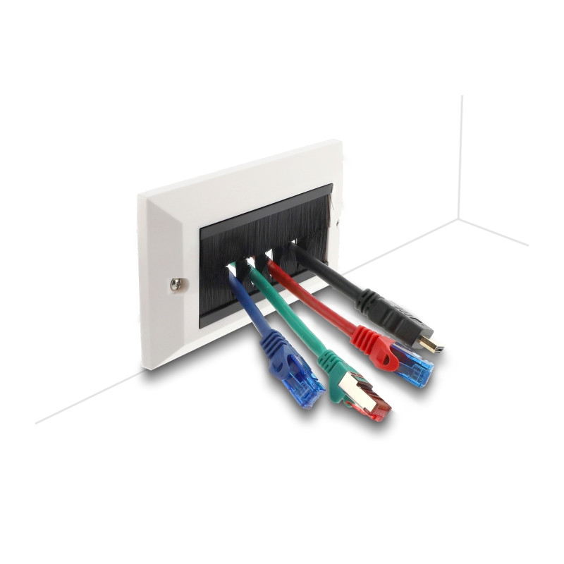 Delock Kabelmanagement Abdeckblende 146 x 86 mm mit schwarzen Bürstenstreifen