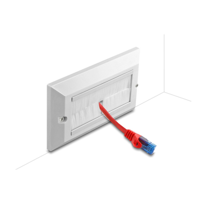 Delock Kabelmanagement Abdeckblende 146 x 86 mm mit weißen Bürstenstreifen