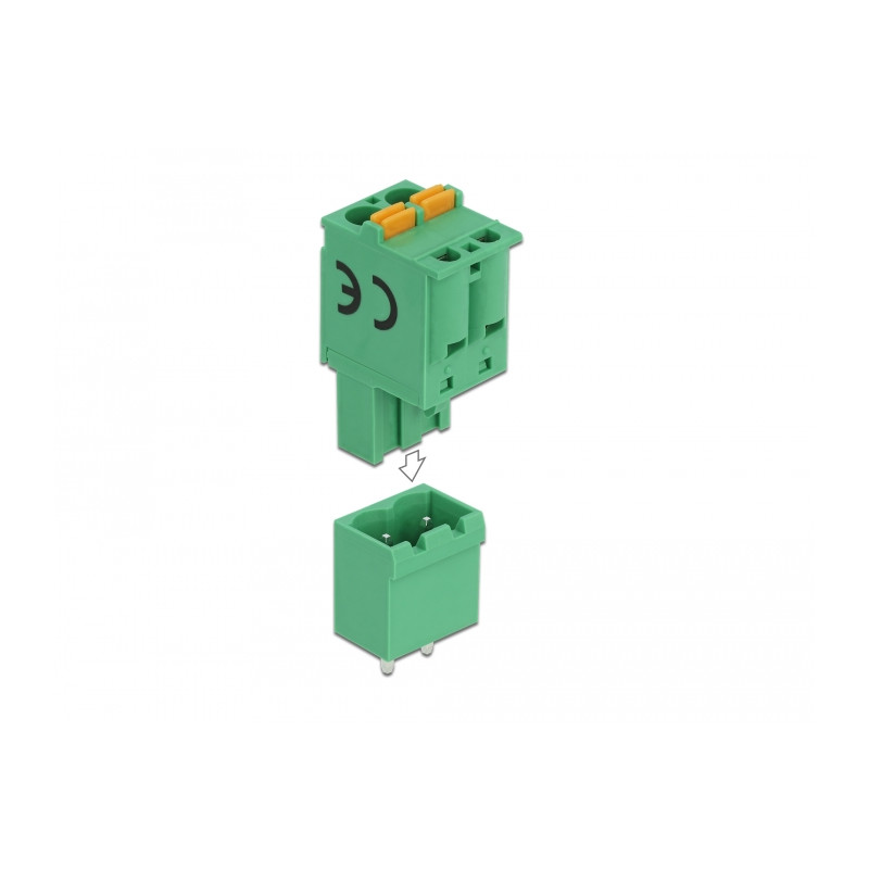 Delock Terminalblock Set für Platine 2 Pin 5,08 mm Rastermaß vertikal