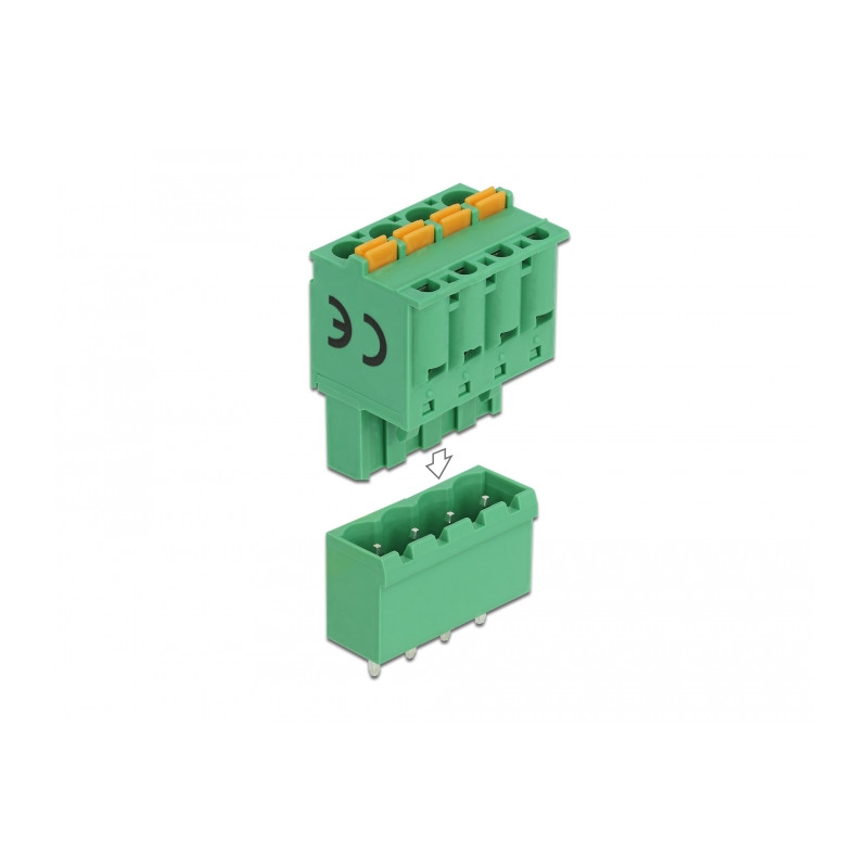 Delock Terminalblock Set für Platine 4 Pin 5,08 mm Rastermaß vertikal