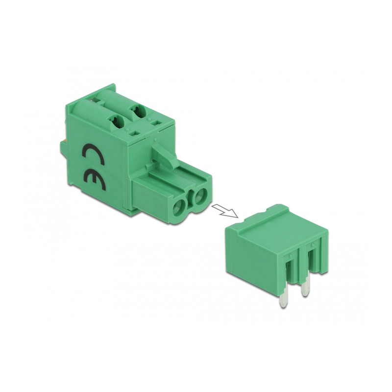 Delock Terminalblock Set für Platine 2 Pin 5,08 mm Rastermaß horizontal