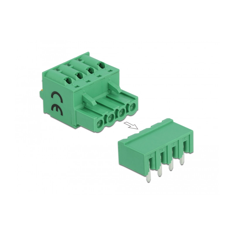 Delock Terminalblock Set für Platine 4 Pin 5,08 mm Rastermaß horizontal