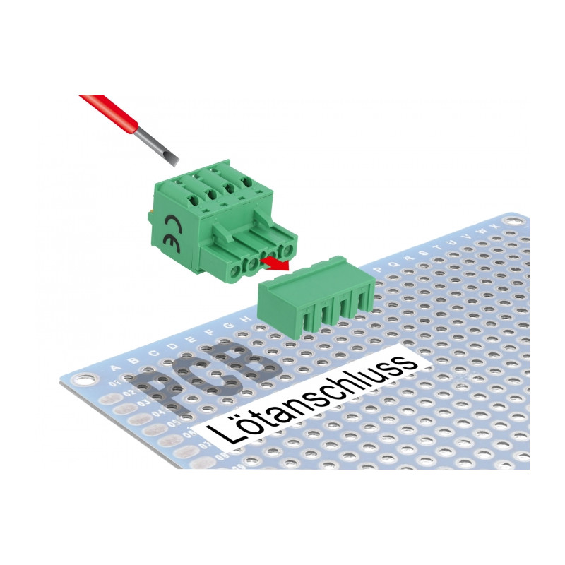 Delock Terminalblock Set für Platine 4 Pin 5,08 mm Rastermaß horizontal