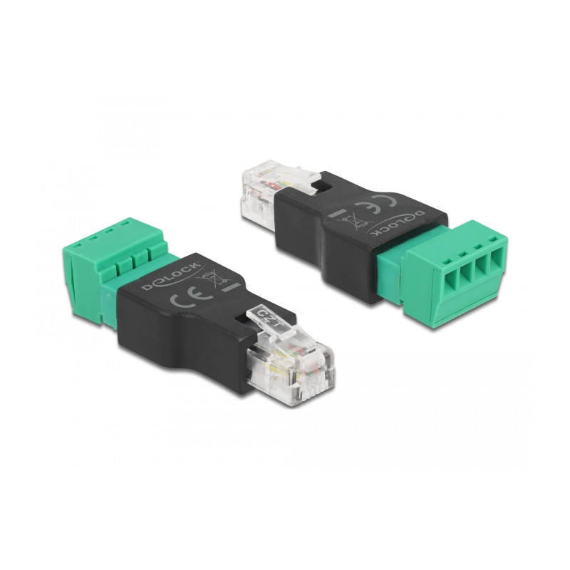 Delock Adapter RJ11/14 Stecker zu Terminalblock 4 Pin 2-teilig