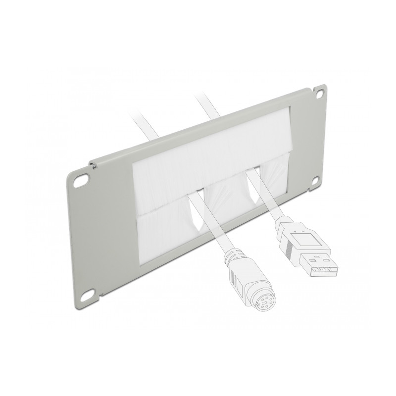 Delock 10″ Kabelmanagement Bürstenleiste 2 HE grau