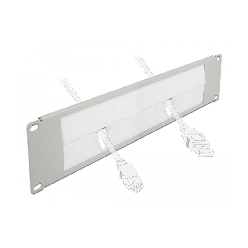 Delock 19″ Kabelmanagement Bürstenleiste 2 HE grau