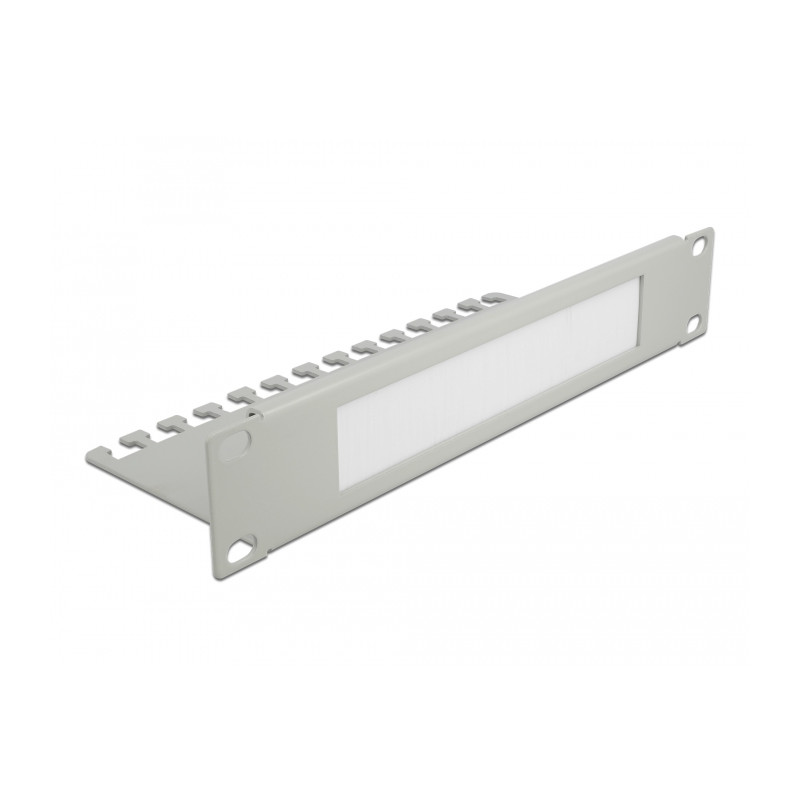 Delock 10″ Kabelmanagement Bürstenleiste mit Kabelabfangplatte 1 HE grau