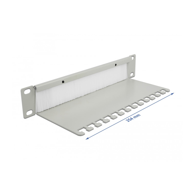 Delock 10″ Kabelmanagement Bürstenleiste mit Kabelabfangplatte 1 HE grau