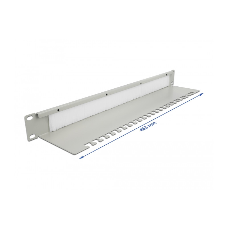Delock 19″ Kabelmanagement Bürstenleiste mit Kabelabfangplatte 1 HE grau
