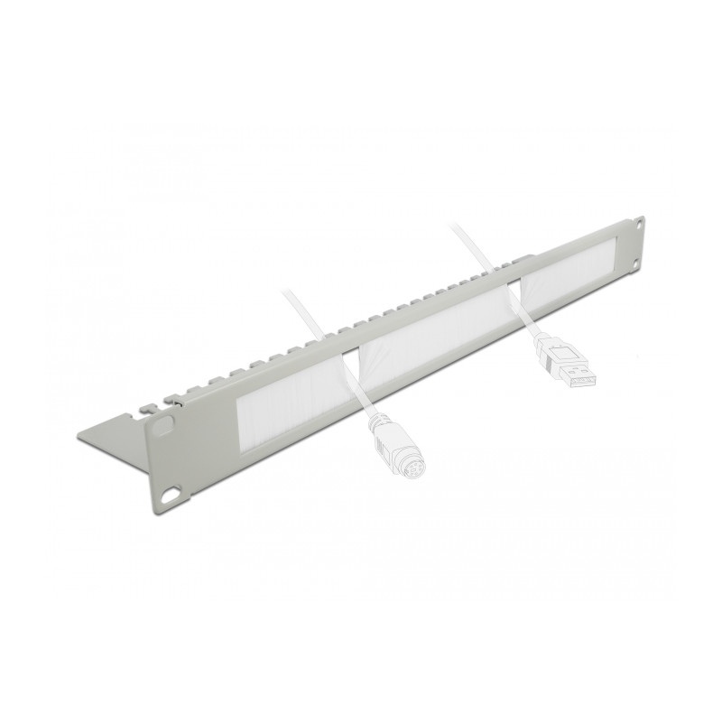 Delock 19″ Kabelmanagement Bürstenleiste mit Kabelabfangplatte 1 HE grau