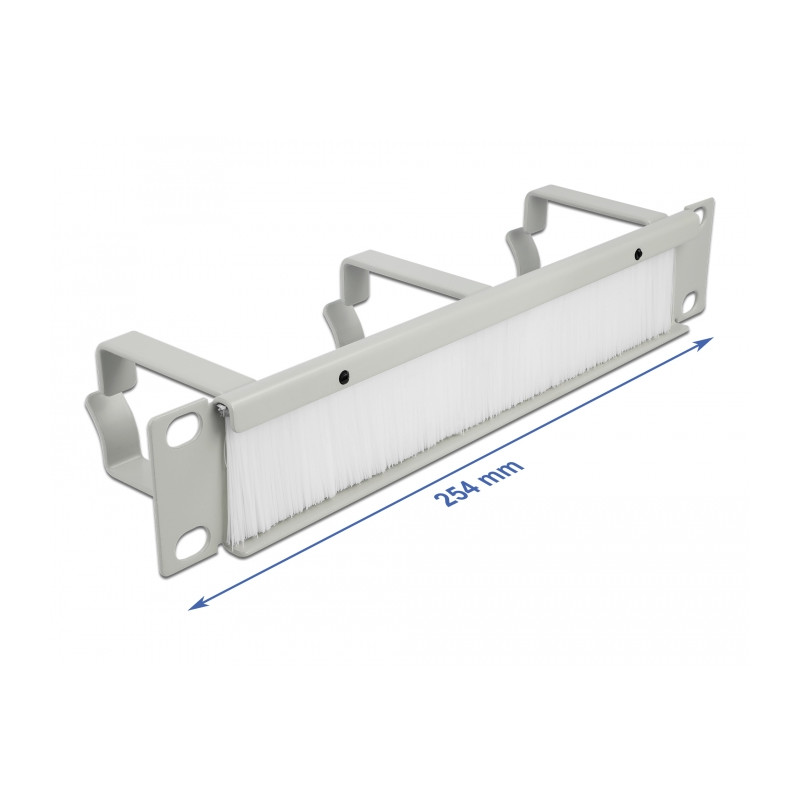 Delock 10″ Kabelmanagement Bürstenleiste mit 3 Bügeln 1 HE grau