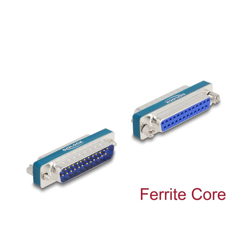 Delock HF/EMI Entstörfilter D-Sub 25 Pin Stecker zu Buchse mit Tiefpass induktiv