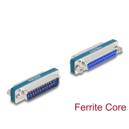 Delock HF/EMI Entstörfilter D-Sub 25 Pin Stecker zu Buchse mit Tiefpass induktiv