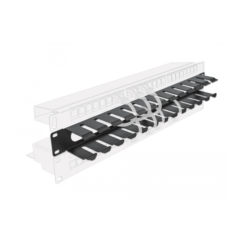 Delock 19″ Kabelmanagement Rangierpanel mit 2 Öffnungen 1 HE schwarz