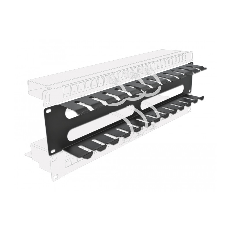 Delock 19″ Kabelmanagement Rangierpanel mit 4 Öffnungen 2 HE schwarz