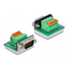 Delock D-Sub9 Stecker zu Terminalblock mit Drucktaster horizontal