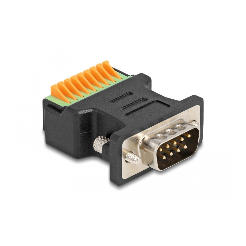 Delock D-Sub 9 Stecker zu Terminalblock Adapter mit Drucktaster