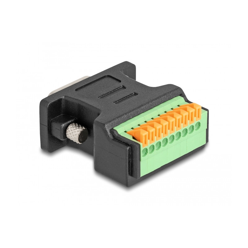 Delock D-Sub 9 Stecker zu Terminalblock Adapter mit Drucktaster