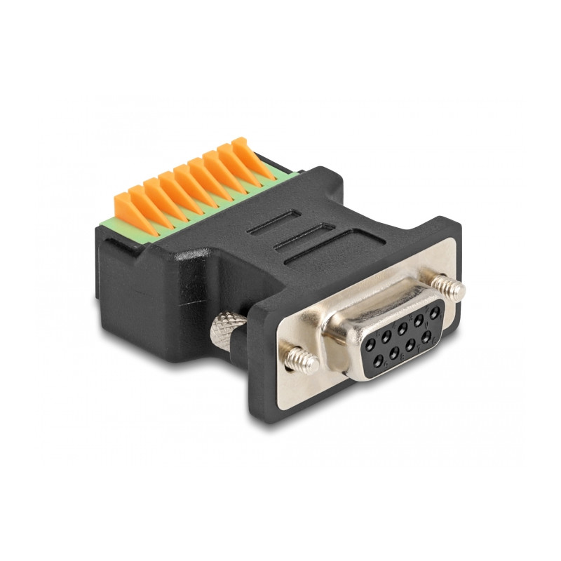 Delock D-Sub 9 Buchse zu Terminalblock Adapter mit Drucktaster