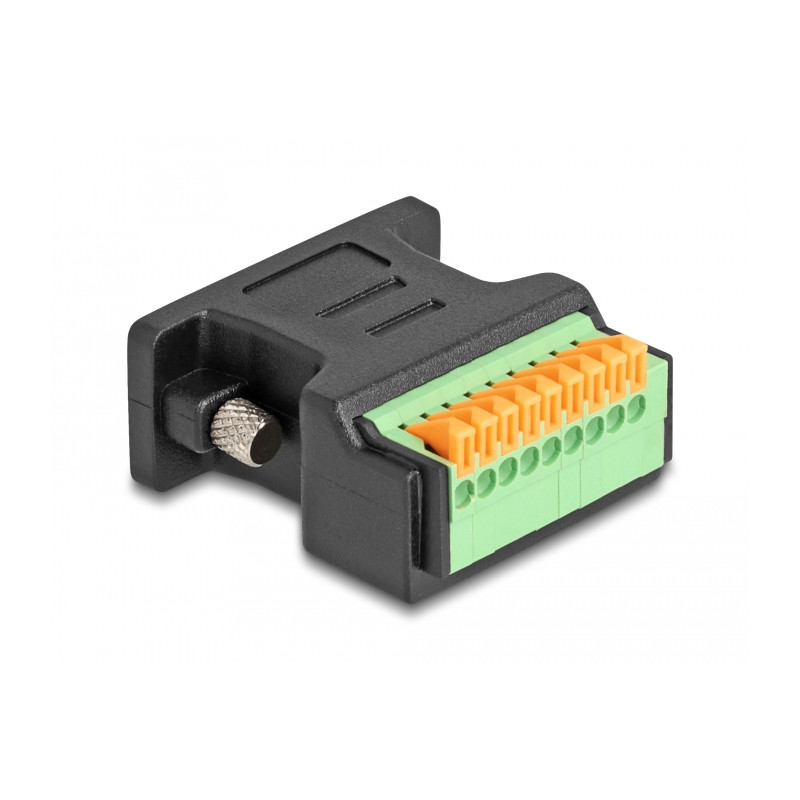 Delock D-Sub 9 Buchse zu Terminalblock Adapter mit Drucktaster