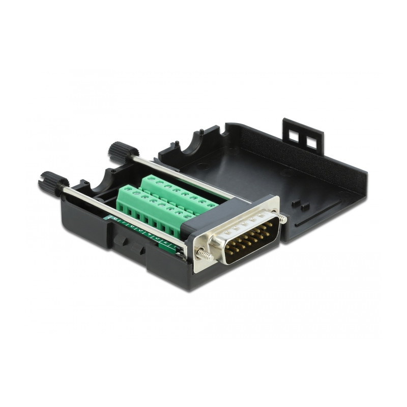 Delock D-Sub15 Stecker zu Terminalblock mit Gehäuse