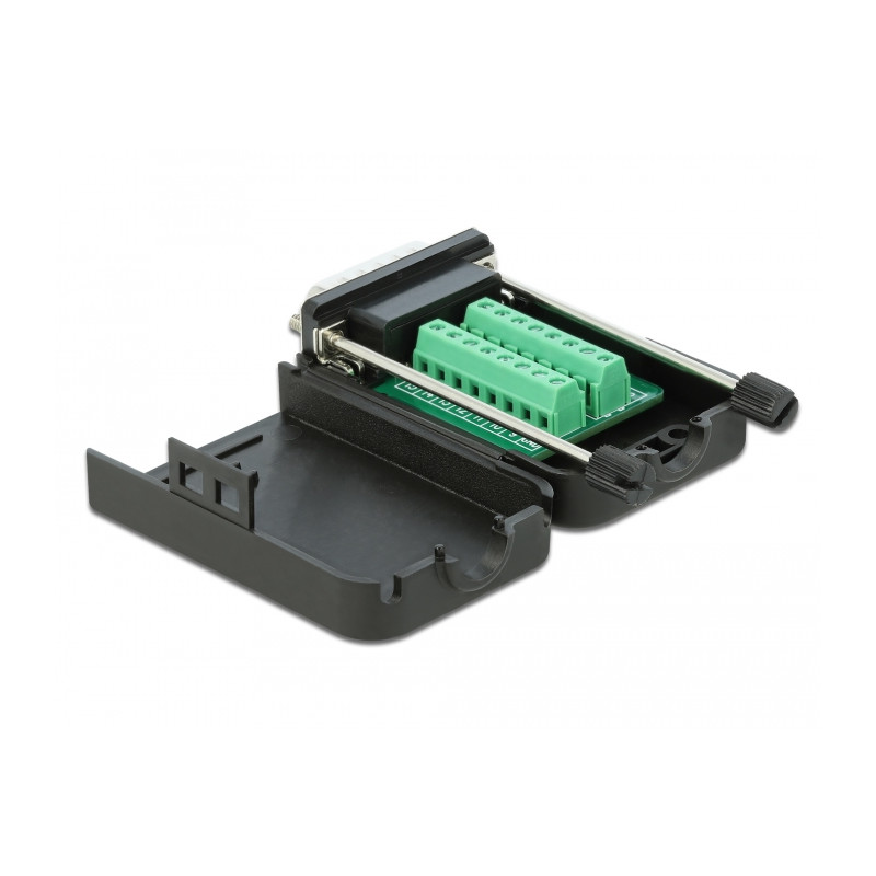 Delock D-Sub15 Stecker zu Terminalblock mit Gehäuse
