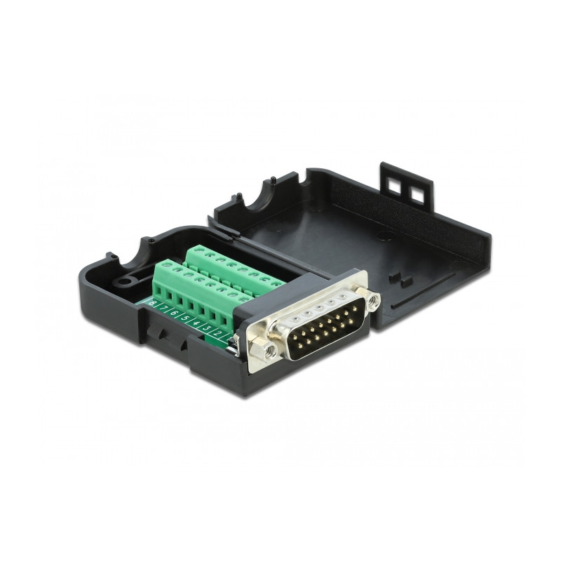 Delock D-Sub15 Stecker zu Terminalblock mit Gehäuse