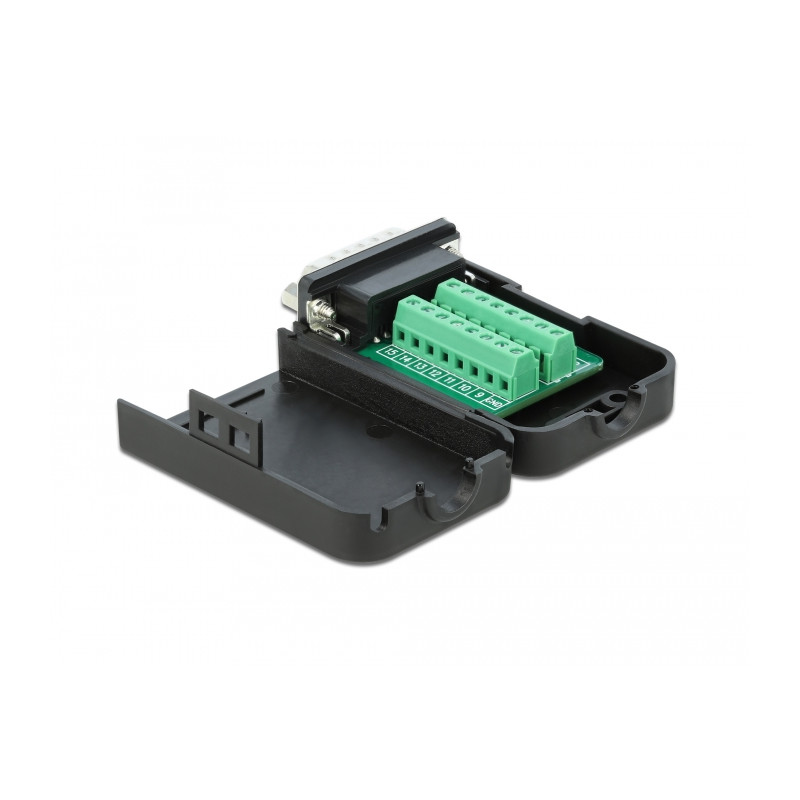 Delock D-Sub15 Stecker zu Terminalblock mit Gehäuse