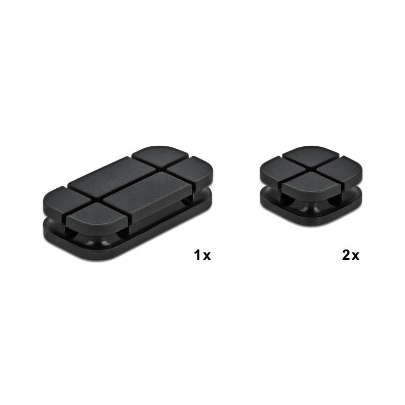 Delock Kabelhalter Kombi Set 3 Stück schwarz