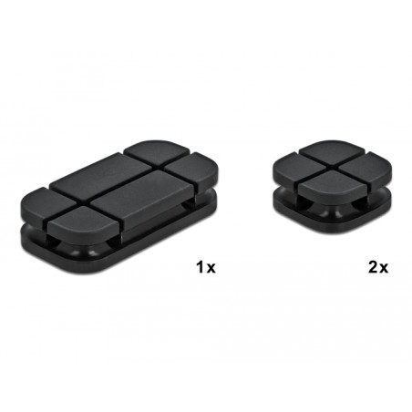 Delock Kabelhalter Kombi Set 3 Stück schwarz